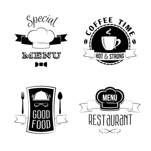 Conjunto de emblemas del menú del restaurante.