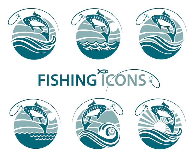 conjunto de emblemas de pesca