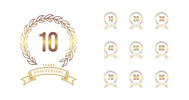 Conjunto de emblemas premium del aniversario de oro