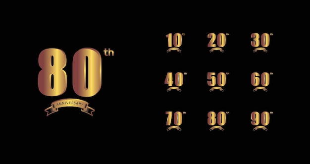 Conjunto de emblemas premium del aniversario de oro