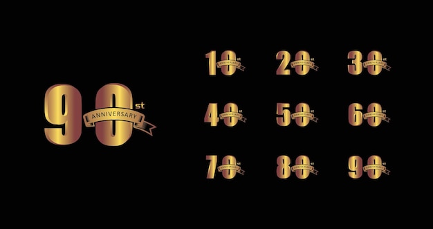 Conjunto de emblemas premium del aniversario de oro