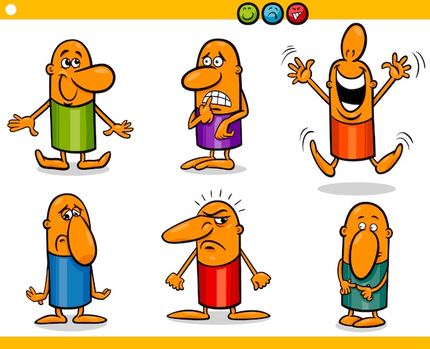 conjunto de emociones de gente de dibujos animados