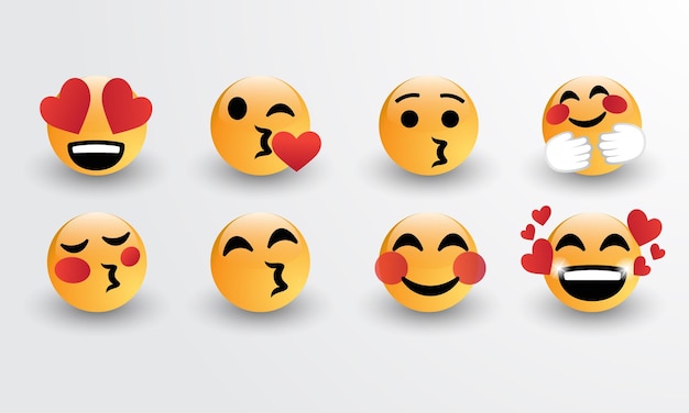 Conjunto de emojis de amor con diferentes poses