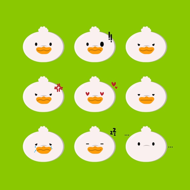 Vector conjunto de emojis de pato de pekín con cresta