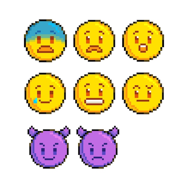 Conjunto de emojis retro pexilados