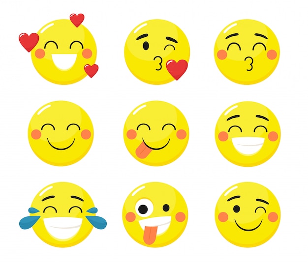 Vector un conjunto de emoticones divertidos. aislamientos