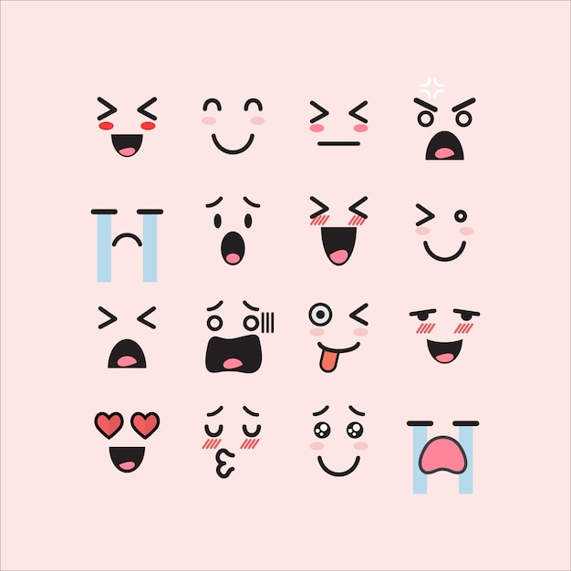 Vector conjunto de emoticones faciales