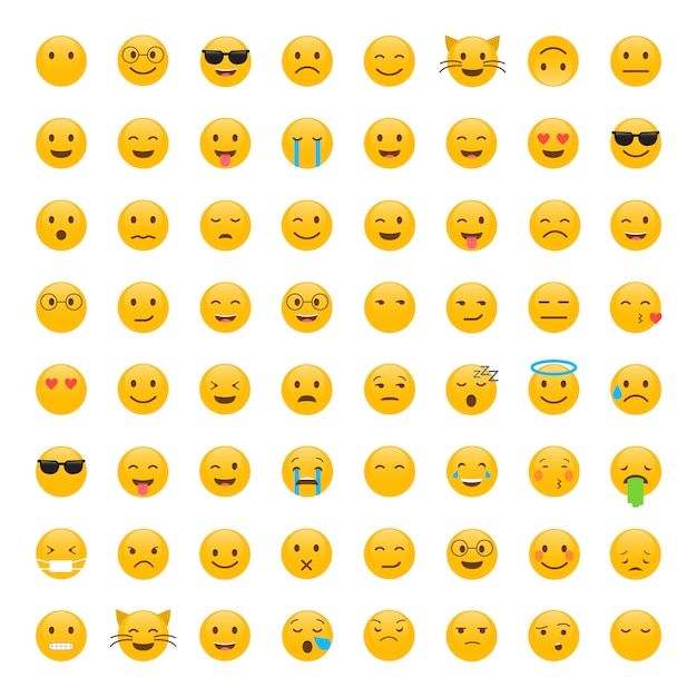 Conjunto de emoticones lindo sonriente