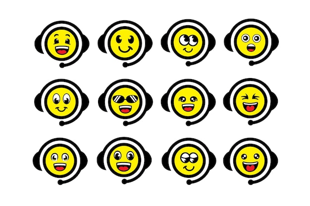 Conjunto de emoticones Rostros sonrientes emoticones Ilustración vectorial