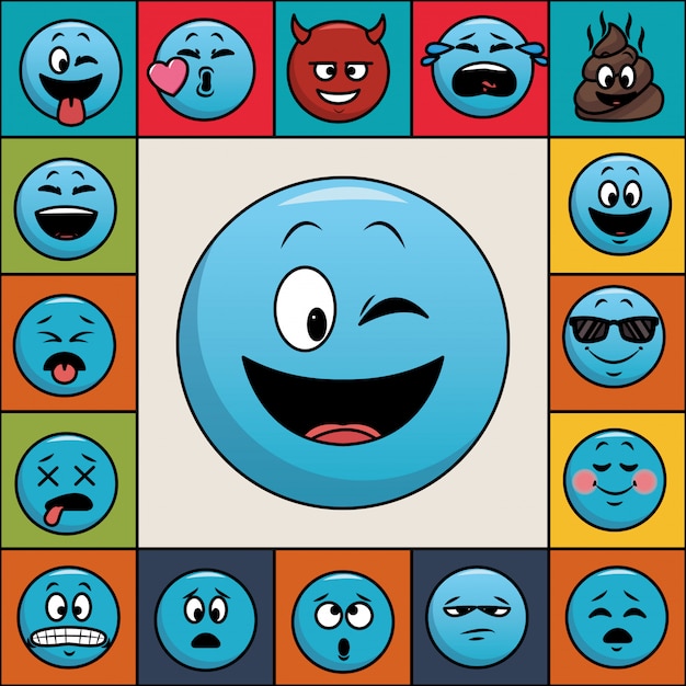 Vector conjunto de emoticonos de chat.