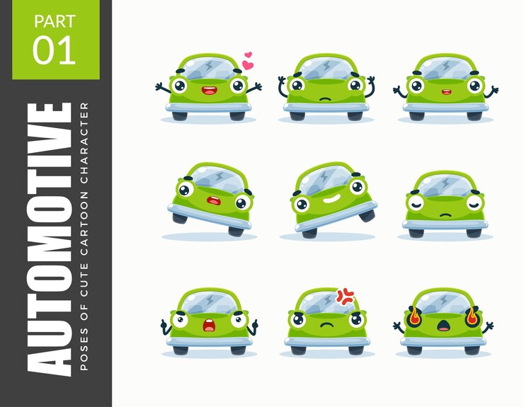 Vector conjunto de emoticonos del coche. colocar.