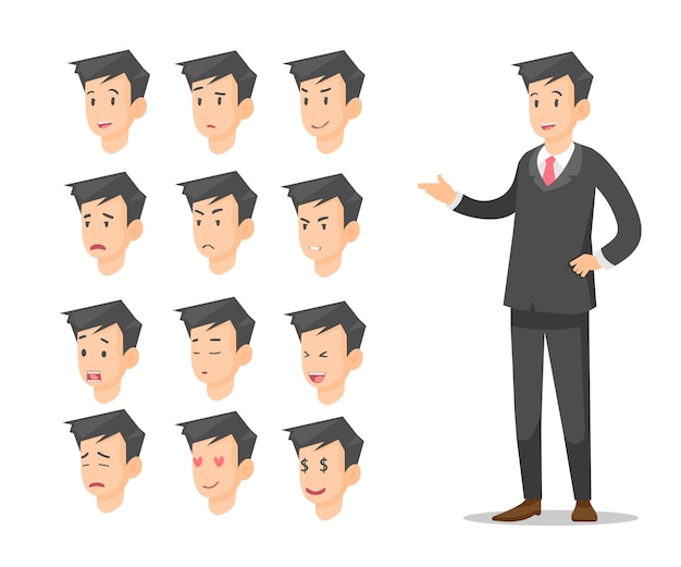 Conjunto de emoticonos de empresario