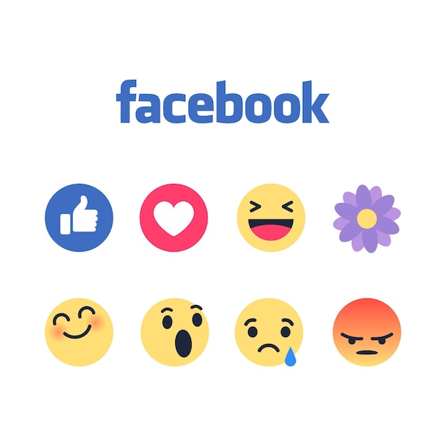 Vector conjunto de emoticonos de facebook en estilo plano.