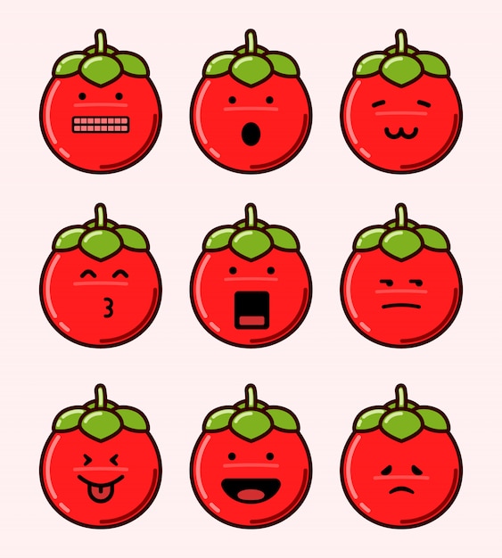 Conjunto de emoticonos de tomate