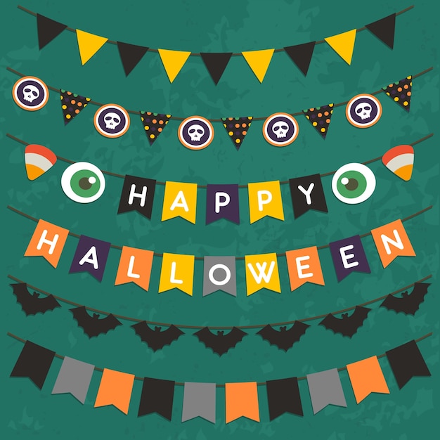 Vector conjunto de empavesado de halloween para fiesta