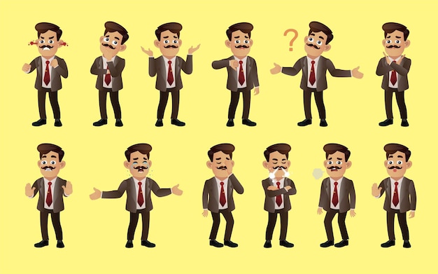 Conjunto de empresarios con diferente emoción.