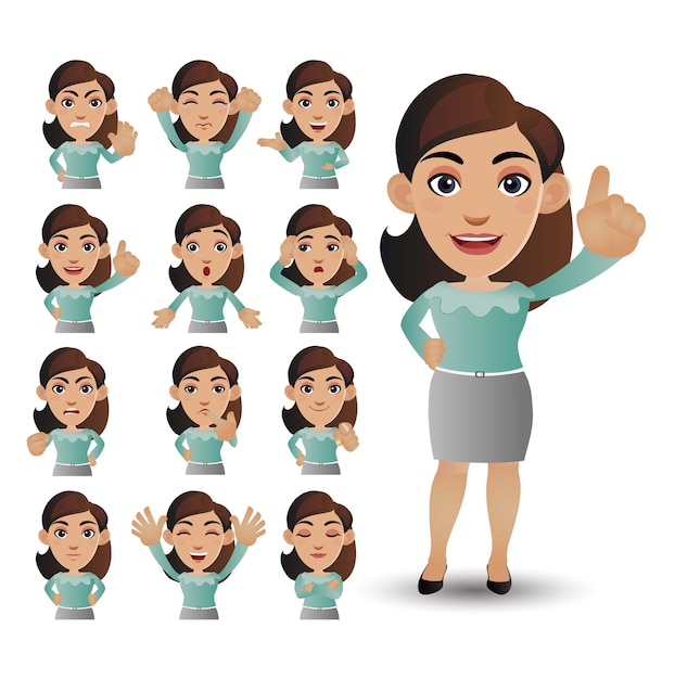 Conjunto de empresarios con diferente emoción.