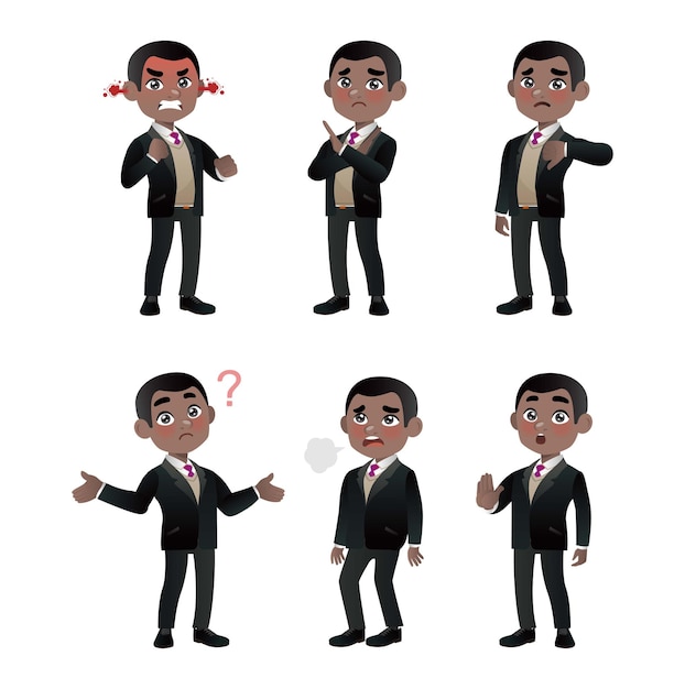 Conjunto de empresarios con diferentes poses.