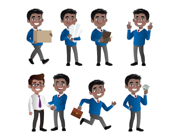 Vector conjunto de empresarios con diferentes poses.