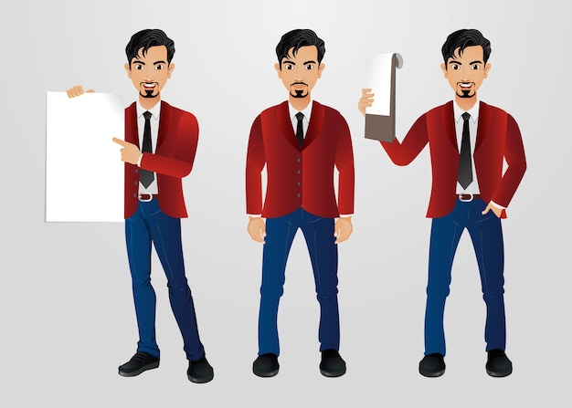 Vector conjunto de empresarios con diferentes poses.