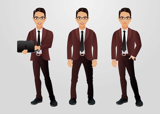 Conjunto de empresarios con diferentes poses.