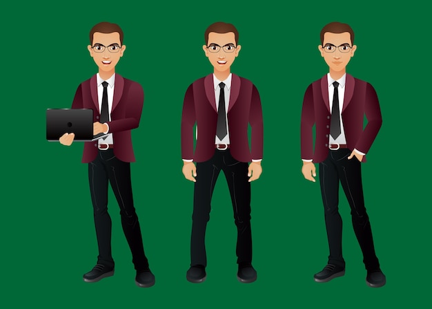 Vector conjunto de empresarios con diferentes poses.