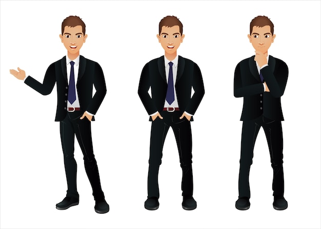 Conjunto de empresarios con diferentes poses.