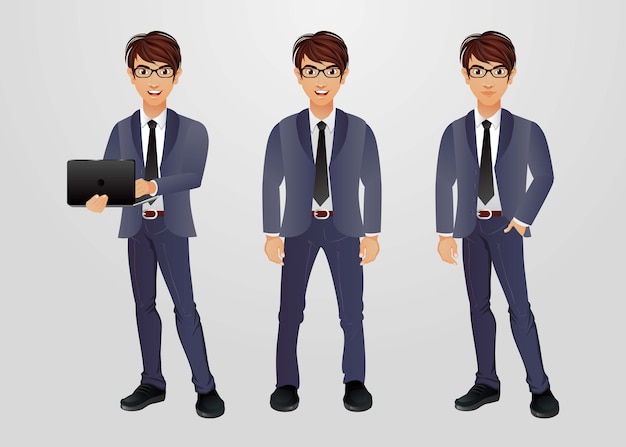 Conjunto de empresarios con diferentes poses.
