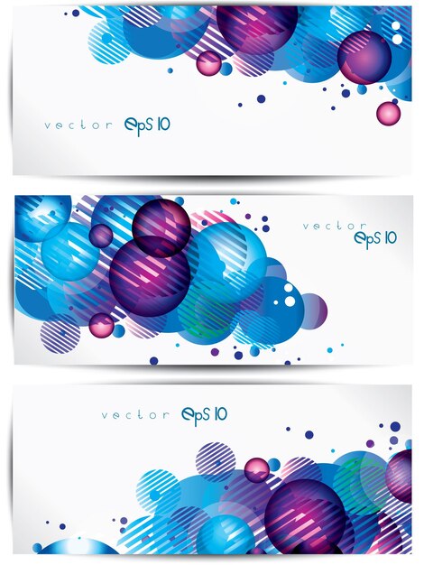 Conjunto de encabezados web abstractos de colores y tarjetas ilustración vectorial abstracta con fondo
