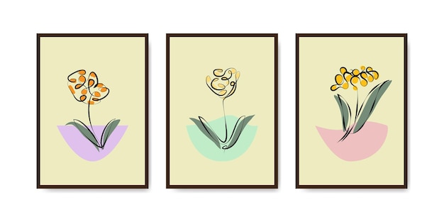 Conjunto de encaje de queen anne en un estilo moderno de arte de una sola línea. Dibujo de línea continua, contorno estético para decoración del hogar, carteles, arte de la pared, tarjetas, empaques