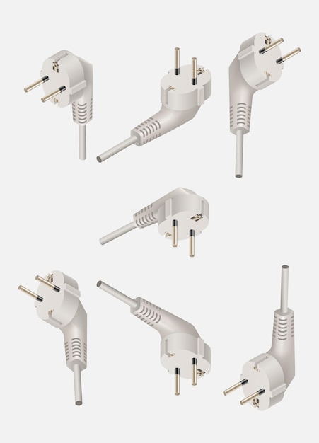 Vector conjunto de enchufes eléctricos 3d ilustración vectorial