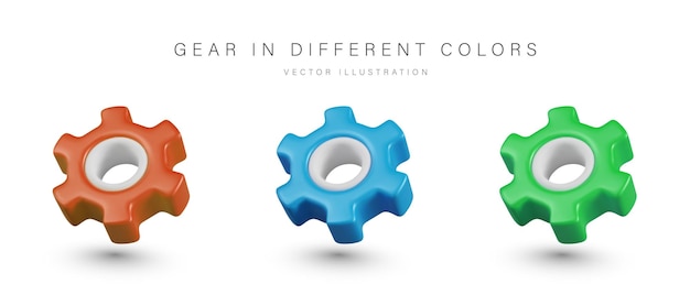 Conjunto de engranajes de diferentes colores Símbolo de ajuste de ajustes reparación