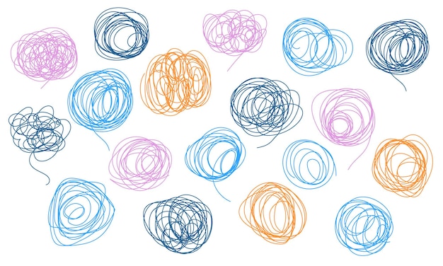 Conjunto de enredos de pensamientos como un símbolo de estrés psicológico pensamientos pesados depresión