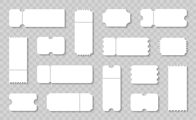 Conjunto de entradas en blanco Plantilla de entradas vacías