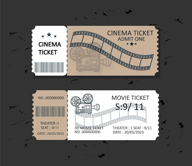 Conjunto de entradas de cine vintage de vector libre