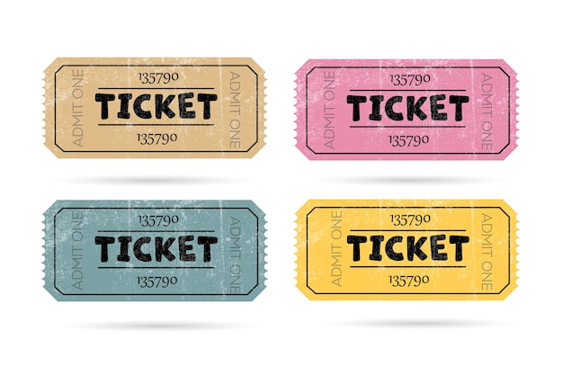 Conjunto de entradas retro Plantillas para cine y otros eventos Texto resumido