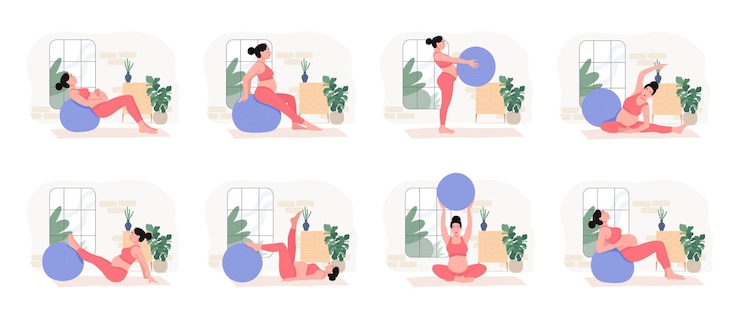 Vector conjunto de entrenamientos de embarazo prenatal