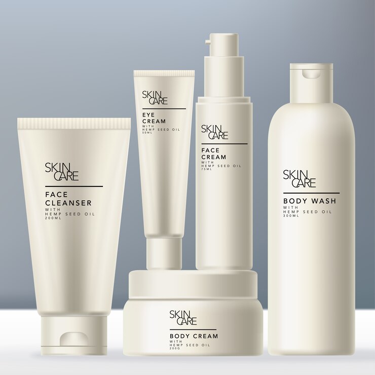 Conjunto de envases de belleza con tubo, frasco, envase de botella.