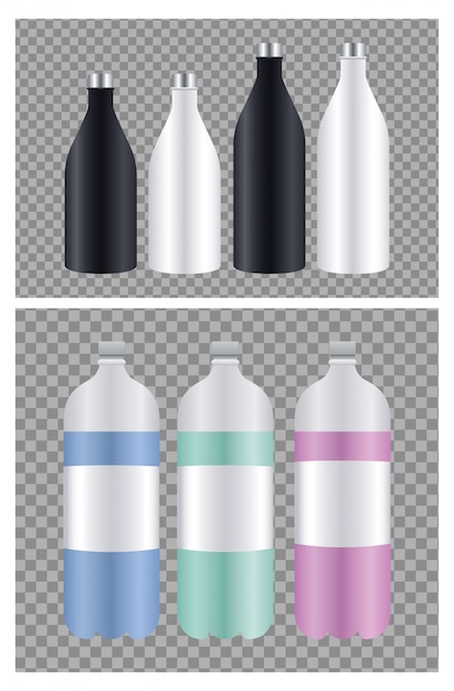 Vector conjunto de envases de botellas