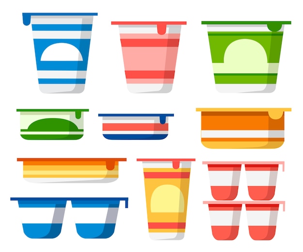 Conjunto de envases de yogur