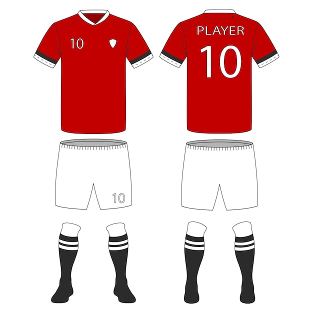 Conjunto de equipo de fútbol o plantilla de camiseta de fútbol para el club de fútbol Vector Illustration
