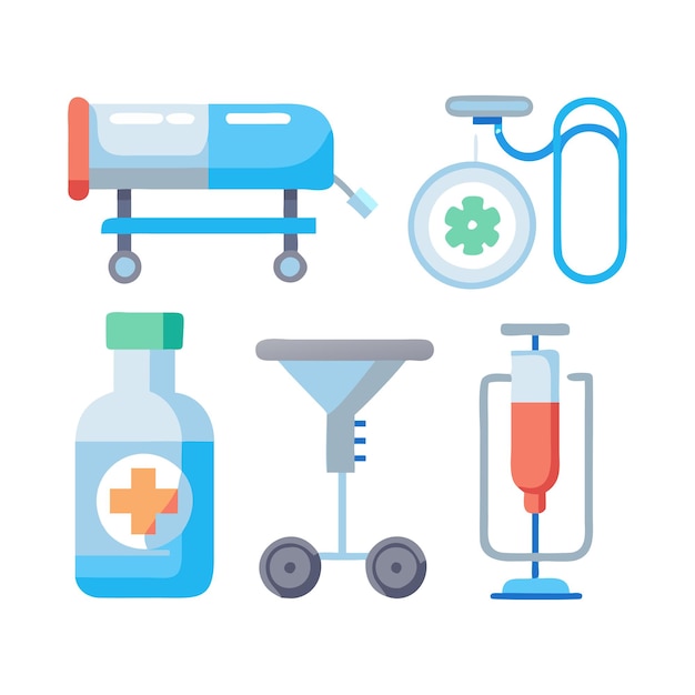 conjunto de equipos de atención médica iconos médicos