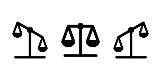 Conjunto de escalas negras Icono de escala de justicia Signo de Libra Ilustración de vector de negocio