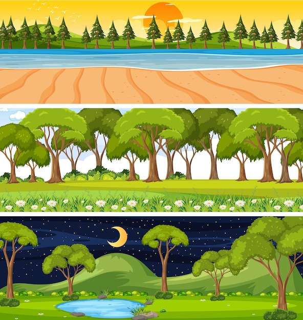 Conjunto de escenas horizontales de diferente naturaleza.
