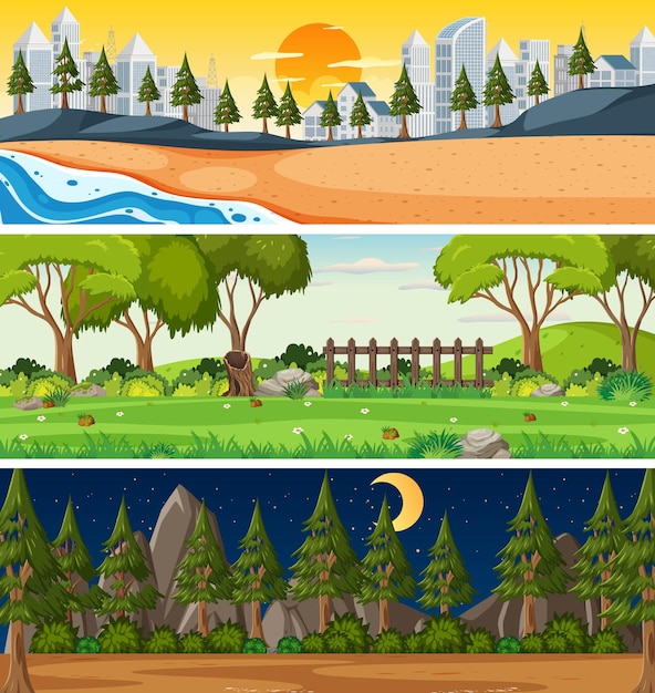 Conjunto de escenas horizontales de diferente naturaleza.