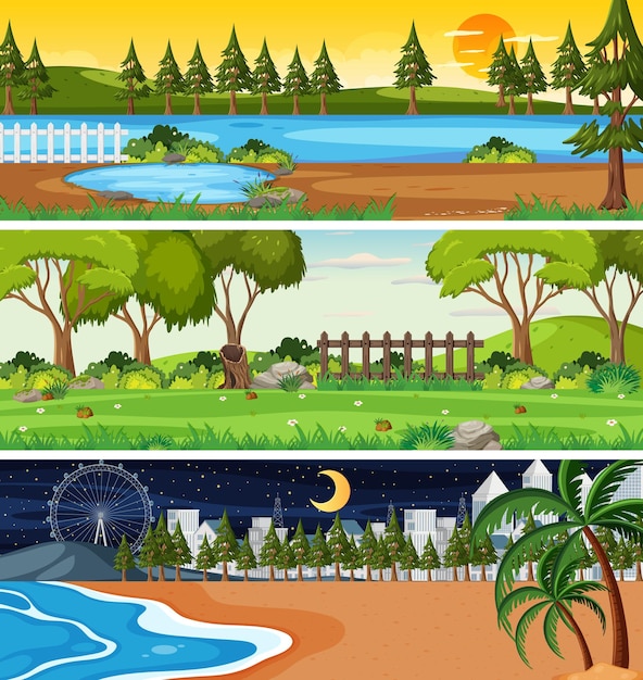 Conjunto de escenas horizontales de diferente naturaleza.