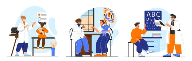 Conjunto de escenas del vector de la sala pediátrica