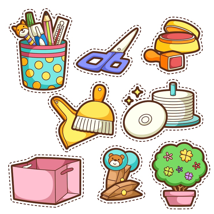 Vector conjunto escolar. conjunto de diferentes artículos escolares, ilustración.