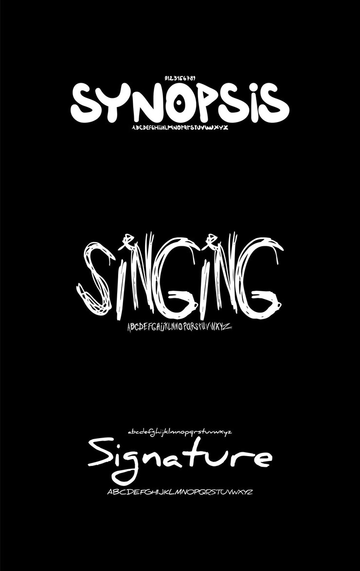 Vector conjunto de escritura a mano creative vector tinta pluma pincel pantalla alfabeto fonts paquete de diseño ilustración vectorial