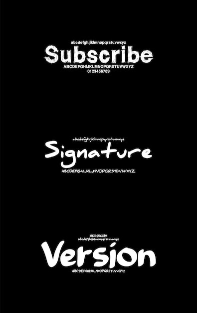 Conjunto de escritura a mano Creative Vector Tinta Pluma Pincel Pantalla Alfabeto Fonts Paquete de diseño Ilustración vectorial